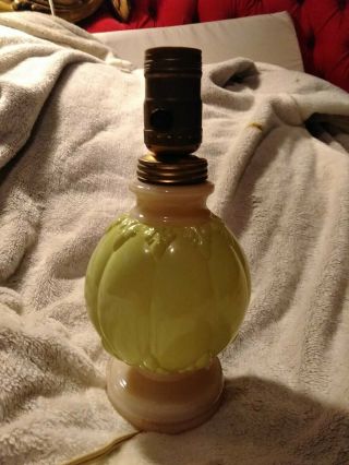 Vintage Aladdin Alacite Glass Electric 3 Way Painted Night Light Table Lamp