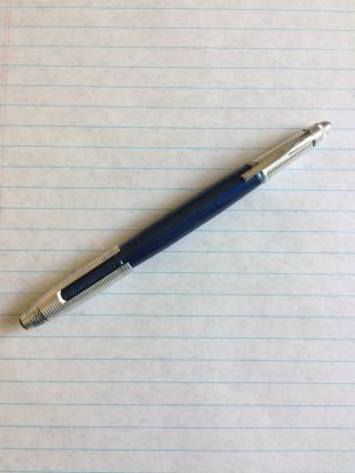 Vintage Reynolds Rocket Ballpoint Pen In Blue W/ Cap
