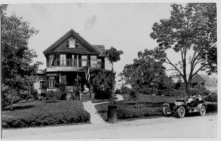 Northboro,  Rppc,  Victorian Home Flying Old Glory (period Car),  1910