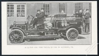 1919 Gmc Fire Engine Altoona Pennsylvania Fd Truck Photo Vintage Print Article
