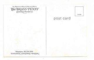 NJ Gladstone Jersey vintage post card Brass Penny Restaurant 2