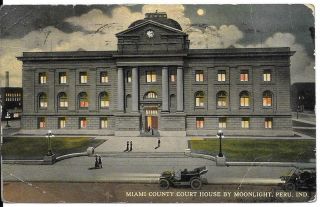 Post Card Peru Indiana Miami County Court House Divided 1912 Posted Genealogy