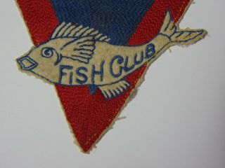 Rare Antique Old Vintage 1940s 1950s YMCA FISH CLUB Triangle Advertising Patch 4