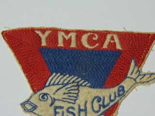 Rare Antique Old Vintage 1940s 1950s YMCA FISH CLUB Triangle Advertising Patch 5