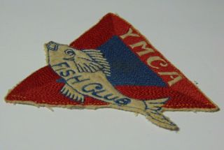 Rare Antique Old Vintage 1940s 1950s YMCA FISH CLUB Triangle Advertising Patch 6