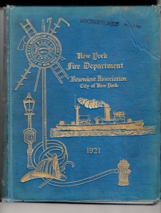 1921 York City Fire Dept Benevolent Association Year Book