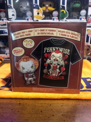 Funko Pop Metallic Pennywise And Tee Hot Topic Exclusive T - Shirt Size Small S