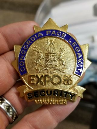 Expo 86 Vancouver Security Cap Badge & 2 Shoulder Patches Emergency Services