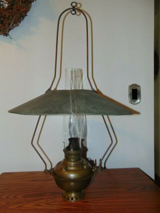 Antique Miller Hanging Country Store Oil Lamp