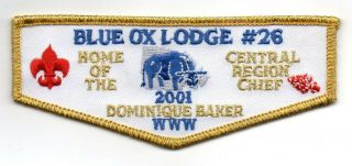 Oa Blue Ox Lodge 26 F1 Home Of Central Region Chief 2001 Flap