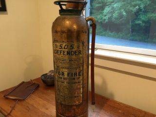 Antique Sos Defender Brass Fire Extinguisher Schwartz Bro’s Philadelphia,  Pa.