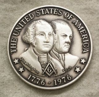 George Washington,  D.  C.  Masonic Grand Lodge U.  S.  Bicentennial Silver Medal