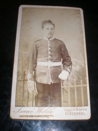 Cdv Old Photograph Military Soldier By Wilde At Blackpool C1880s