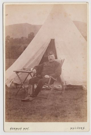 Military Cabinet - Malvern,  Officer Sitting Outside Tent