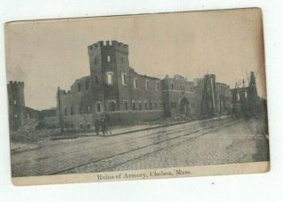 Ma Chelsea Massachusetts Antique 1908 Post Card Armory Fire Ruins