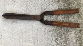 Vintage True Temper Dynamic No.  Td Hedge Clippers,  Serrated Edge Wooden Handles