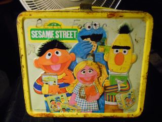 Vintage 1979 Sesame Street Tin Metal Aladdin Lunchbox - Cookie Monster