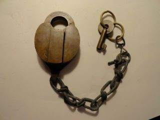 Vintage Wilson Bohannan Brass Padlock And Key
