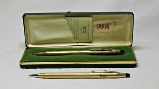 2 Vintage Cross 1/20 10 Kt Gold Filled Ballpoint Pen Made In U.  S.  A.  1 W/case