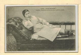 Chine China Old French Postcard Chinese Woman On Sofa Small Feet