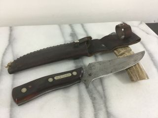Vintage Schrade - Walden 150t Old Timer Fixed Blade Knife With Leather Sheath