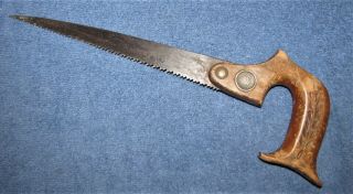 Vintage Atkins 8 Point Keyhole Saw With 10 " Blade & Brass Medallion