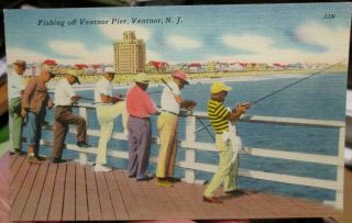 C1940s Fishing Off Ventnor Pier At Ventnor Jersey Postcard View