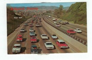 Ca Hollywood California Vintage Post Card View On Hollywood Freeway