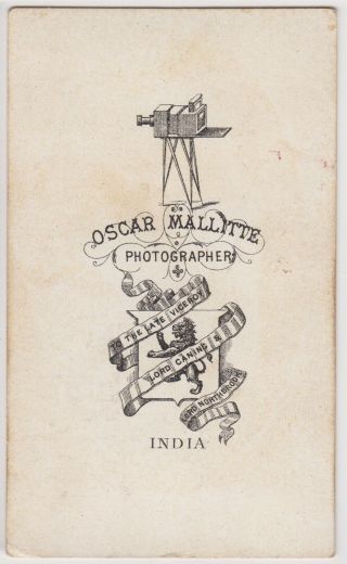 Military CDV - INDIA,  two soldiers on a camel with Indian helper by OSCAR MALLITTE 2