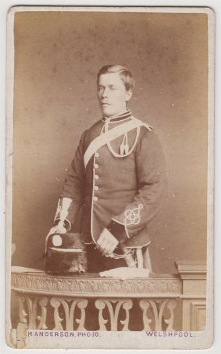 Military Cdv - Welshpool,  Young Officer In Uniform With Busby
