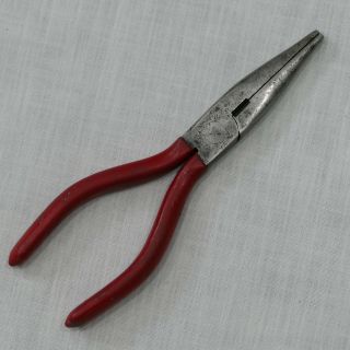 Vintage Needle Nose Pliers 6½ " Red Rubber Coated Handles England