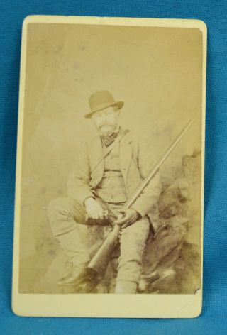 1870/80s Cdv Photo Victorian Gentleman With Gun Shotgun Smith Ipswich