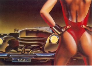 4045 - A Set Of 12 Risque Post Cards - Girls & Cars