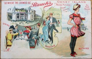 Coney Island 1905 Advertising Postcard: Stauch 
