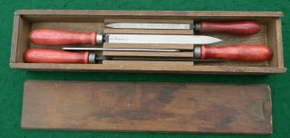 Mound Tool Co.  Machinist Hand Scrapers Set Of 4 With Wood Box