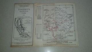 Rare 1919 Yosemite National Park Automobile Guide Map Roads Camping Travel