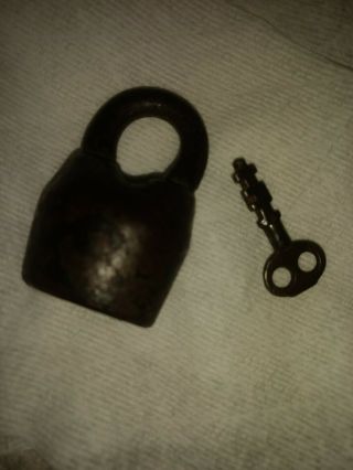 Vintage Antique Scandinavian Padlock With Key,  Great