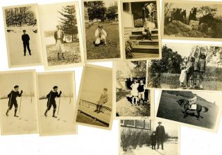 Vintage Photos (50) KIDS SKIING SHOW HORSES LAKE CHAMPLAIN SARANAC LK 20 ' s - 30 ' s 2