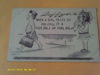 1910 Postcard Artist Signed Cobb Shinn Daffydil Baseball Theme Fair Or Fowl Ball
