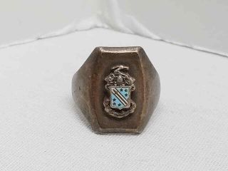 Vintage Phi Delta Theta Fraternity Crest Sterling Silver 925 Ring 7.  3 Grams