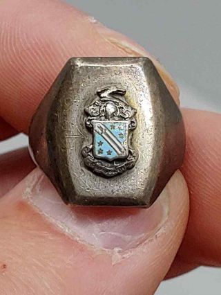 Vintage Phi Delta Theta Fraternity Crest STERLING Silver 925 Ring 7.  3 Grams 2