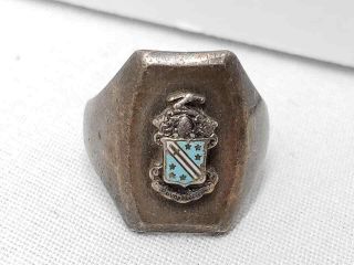 Vintage Phi Delta Theta Fraternity Crest STERLING Silver 925 Ring 7.  3 Grams 3