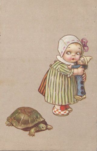 E.  Colombo? Little Girl With Doll Fears Tortoise
