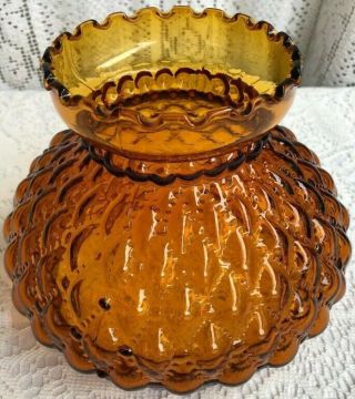 Set Of 2 Vintage Art Deco Amber Diamond Quilted Glass Lamp Shades