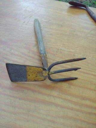 Antique Vintage Garden Hand Tool Miniature Hoe Rake Shovel Primitive Farm Decor