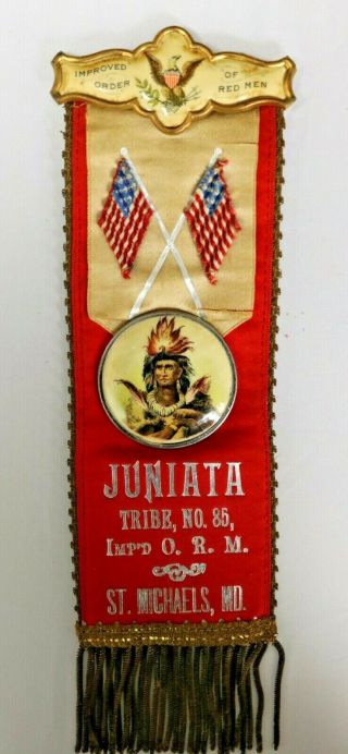 Order Of Red Men Juniata Tribe No.  85 St.  Michaels,  Maryland Badge Ribbon