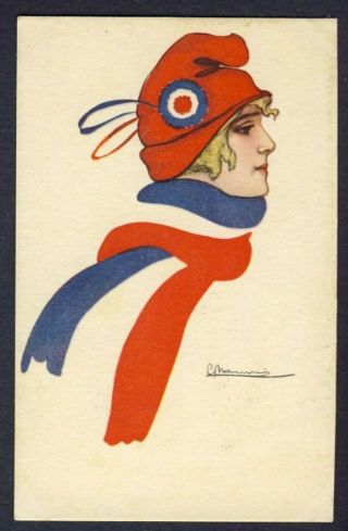 Patriotic Nanni A/s Pretty Woman Red Snow Cap Red Blue Flag Scarf (france?)