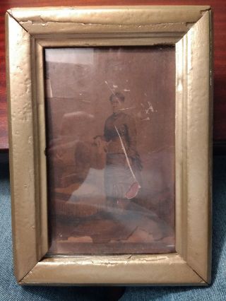 Antique Photo Of Victorian Woman In Wood & Glass Frame Poss.  African - American