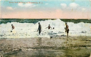 Jersey Postcard: People Enjoy Great Surf Bathing At Keansburg,  Nj