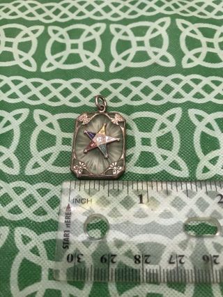 Antique Order Of The Eastern Star Sterling Silver Clear Center Necklace Pendant